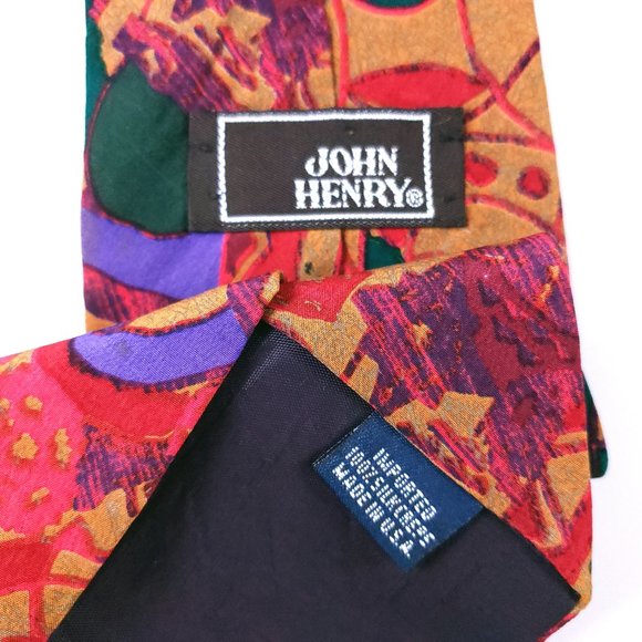 John Henry Men Necktie 100% Silk Geometric 57x3.75 - NWOT - made in USA - Picture 6 of 6